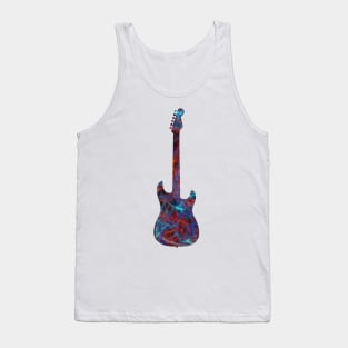 Blue on Red Flame Guitar Silhouette Tank Top